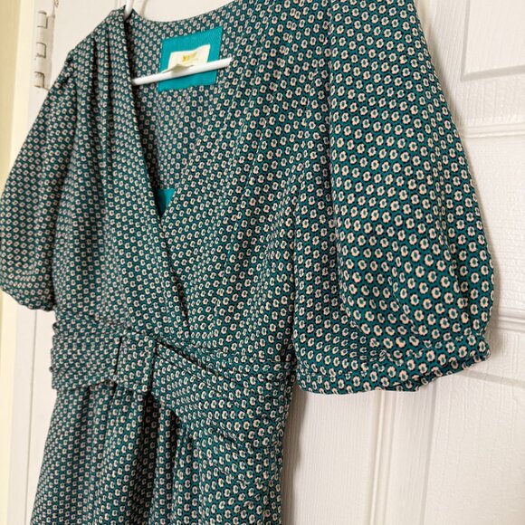 Maeve Anthropologie Martina Belted Turquoise Dress - 0P - Picture 9 of 11